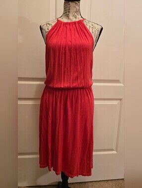Old Navy Coral Halter Midi Dress Medium NWOT